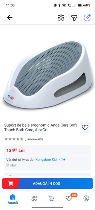 Suport ergonomic pentru baia bebelușului