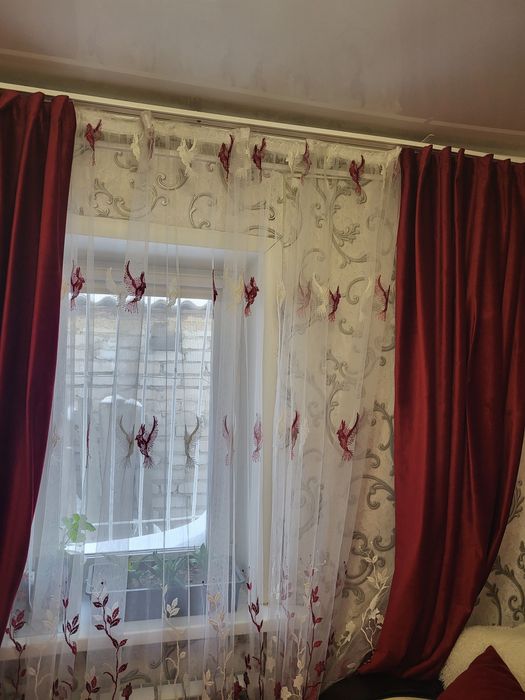 Штора  с тюлью красивая