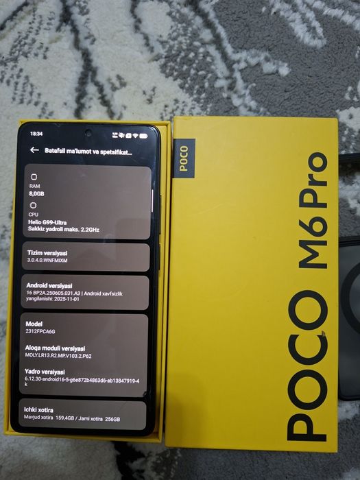 Poco m6 pro sotiladi full ideal 8+8/ 256 zoʻr telefon