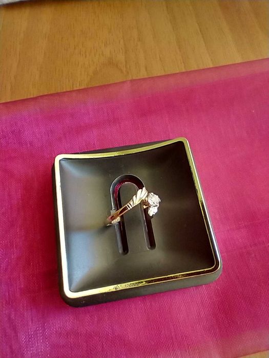 Дамски Пръстен, жълто Злато-14к  с Диамант