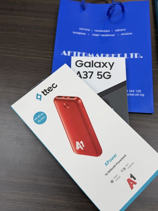 ^^^ЗАПЕЧАТАН 128GB Samsung A37 5G Гаранция А1 Black