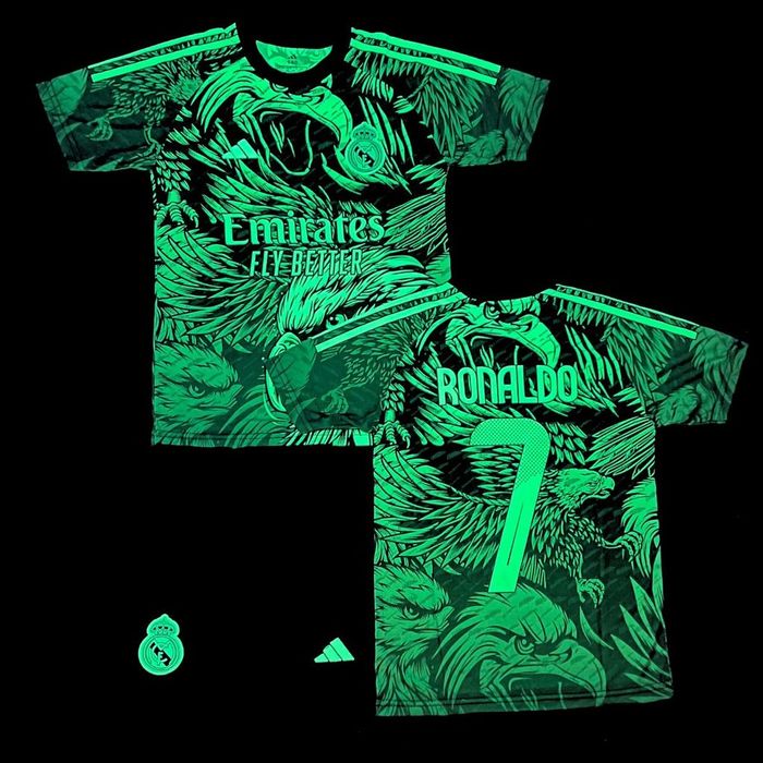 Детски флуоресцентен футболен екип на РЕАЛ М #К.РОНАЛДО#7!