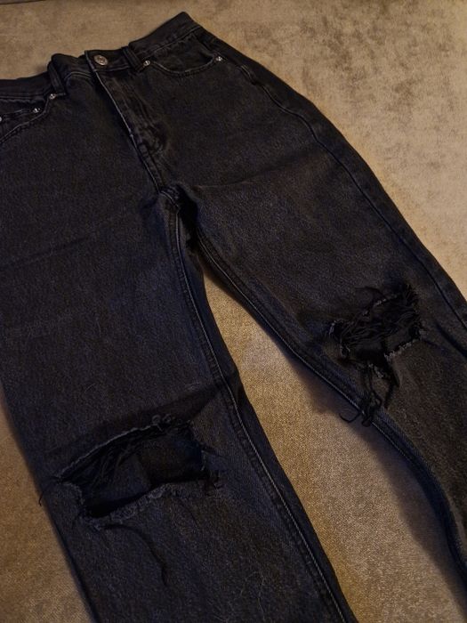 blugi drepți Pull&Bear rupți talie înaltă