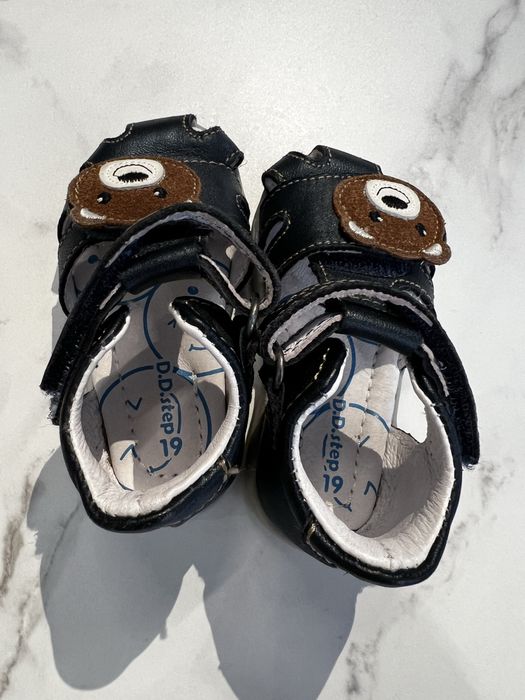 Sandale DD Step copii, piele naturala, talpa flexibila, marimea 18
