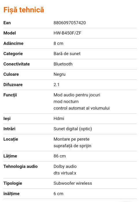 Soundbar Samsung HW-B450F black