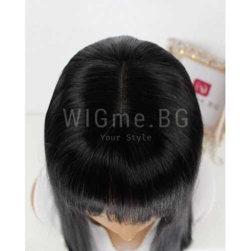 Черна перука с бретон Лера