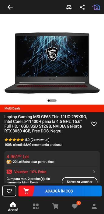 Laptop Gaming MSI GF63 THIN