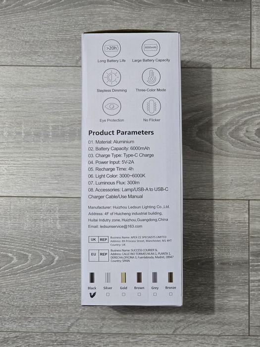 Lampă de masă LED Hapfish fără fir, baterie 6000mAh – Negru