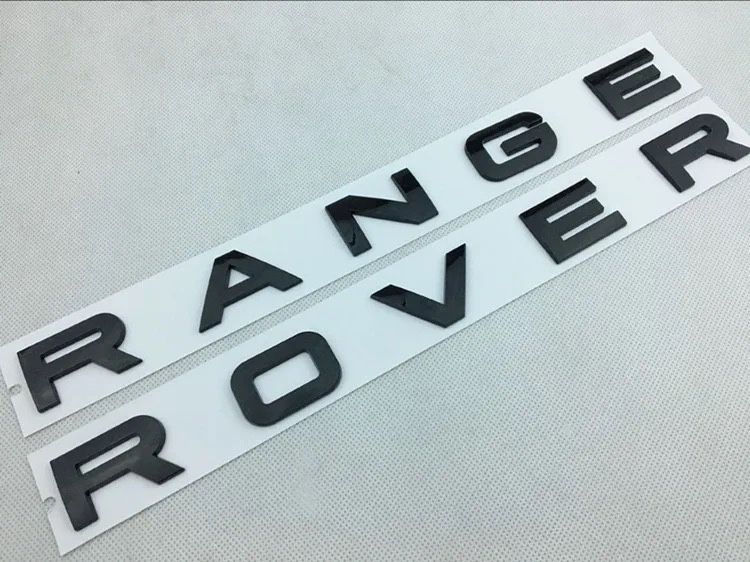 Emblema stema logo scris Range ROVER negru mat lucios Crom set