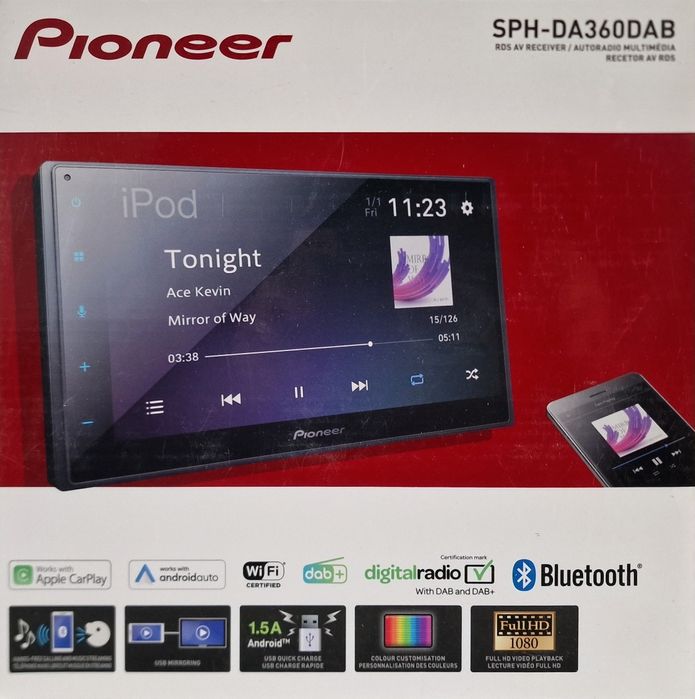 Player auto, Pioneer, SPH-DA360DAB 2 DIN, WiFi, Apple/Android, Negru