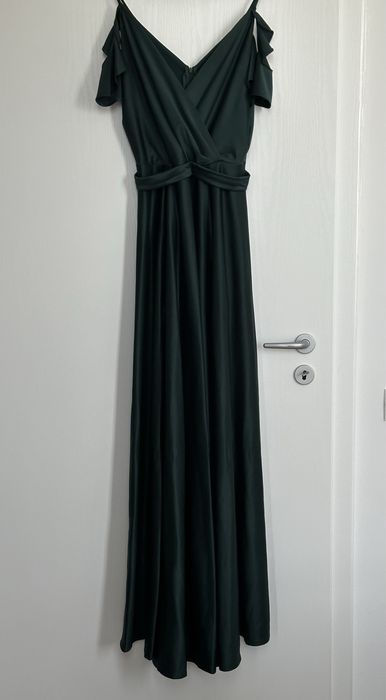 Rochie eleganta de seara (verde smarald) tafta elastica