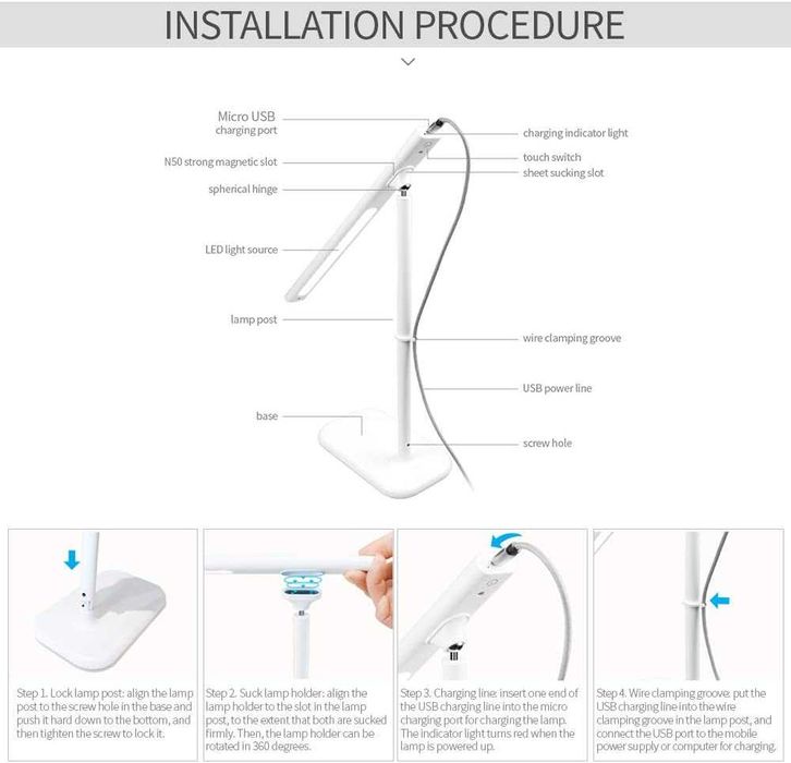 Veioza birou led  acumulator USB lumina calda rece   copii elevi teme