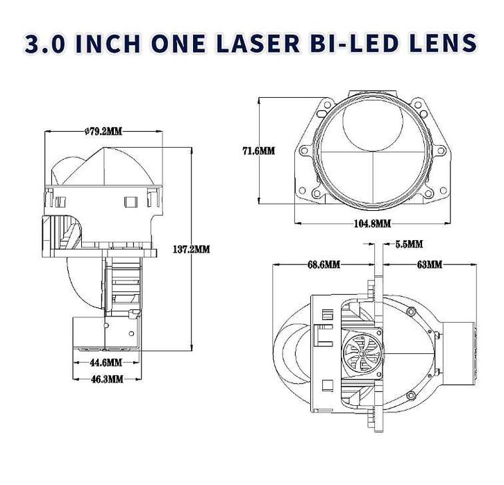 Bi-LED лупи за вграждане във фарове 3"инча 130W 8000lm 12V ,2 броя