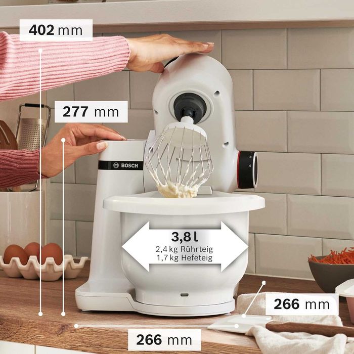 Нов Мощен Кухненски Робот Bosch MUMS2AW01 Серия 2, 3,8 л, 700W, 2 години Гаранция