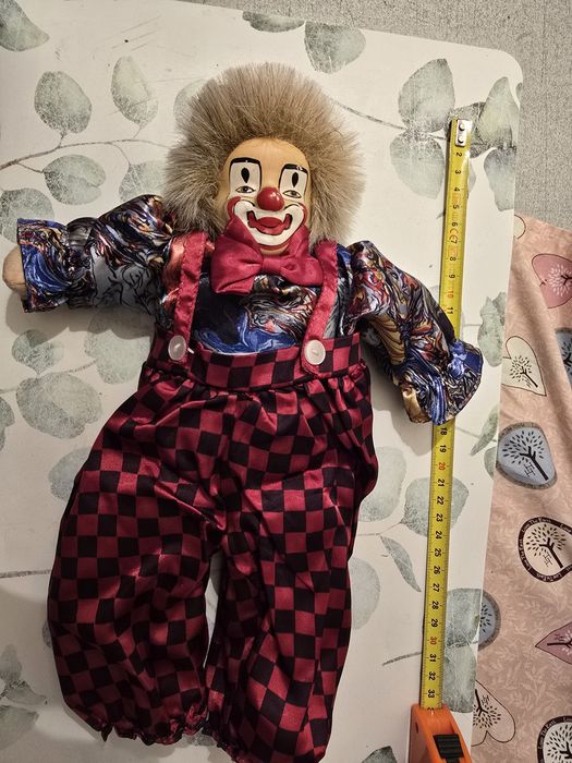 Păpușă Arlechin Retro, Față Ceramică, Harlequin