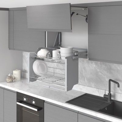 Сушка для посуды STARAX. Подъёмная в верхню секцию. Антрацит