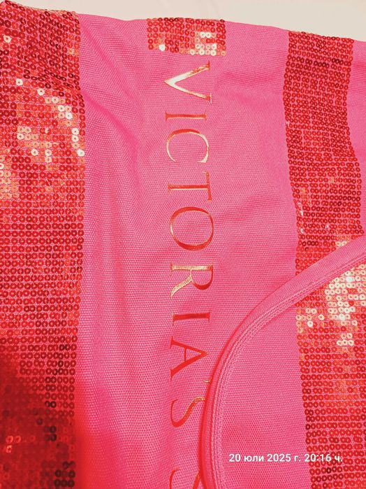 Голяма Розова Плажна чанта с пайети Victoria's Secret