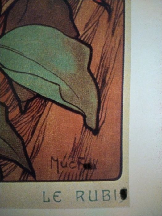 Алфонс Муха: "Рубин" разкошен женски образ, цветна сериграфия, 1900 г.