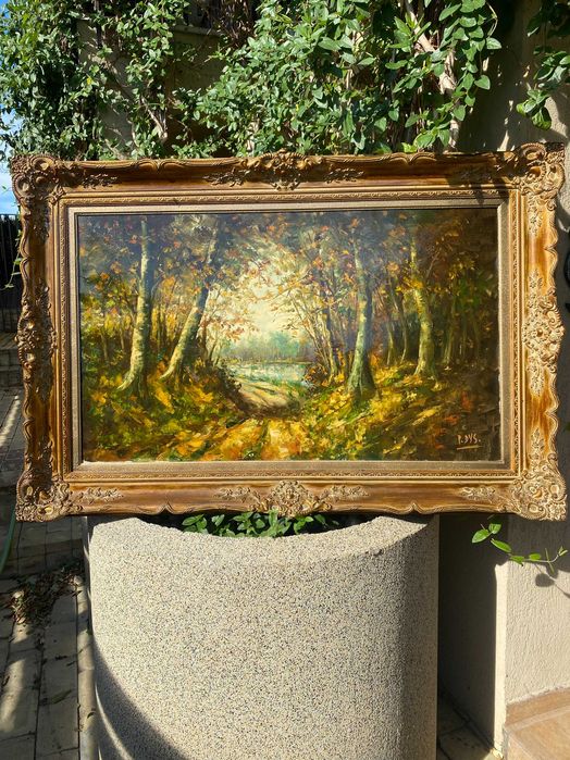 Tablou PEISAJ – PADURE, TOAMNA 110cm x 80cm, rama spectaculoasa lemn