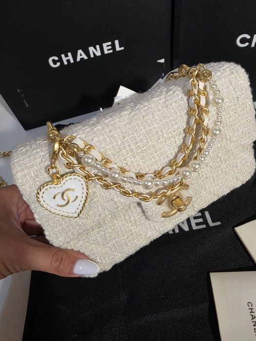 Дамска чанта Chanel Tweed Pearl Crush Flap Bag