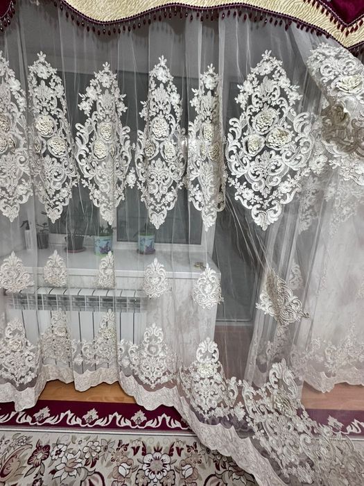 Шикарная тюль с жемчугом