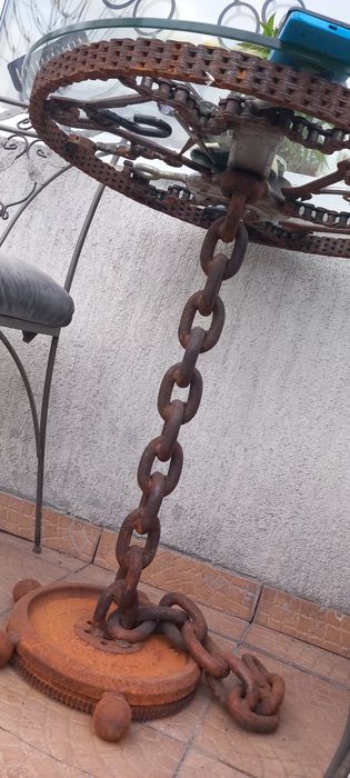 Masa rotunda gradina terase fier forjat vintige cu scaune fier forjat