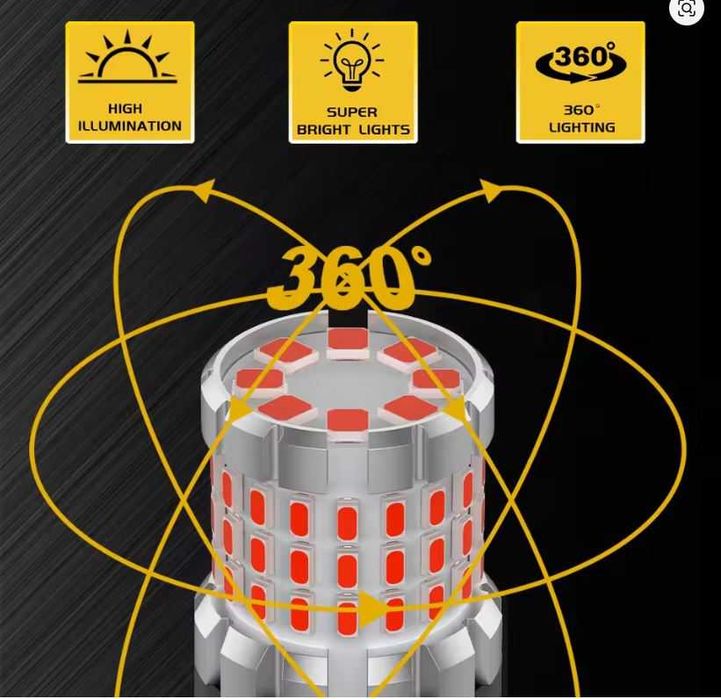 Крушки T20 7443 W21/5W LED червени, мигащи - 2бр.