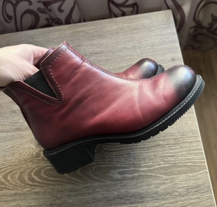 Cizme piele moale Red Burgundy&Black Marime 38 Italy