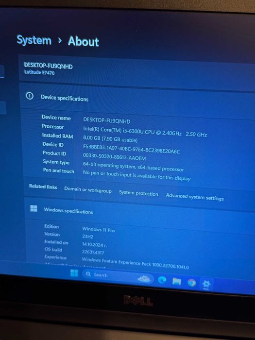 Dell Latitude E7470 отличен I5-6300U/8RAM/256SSD/Intel HD Graphics 520