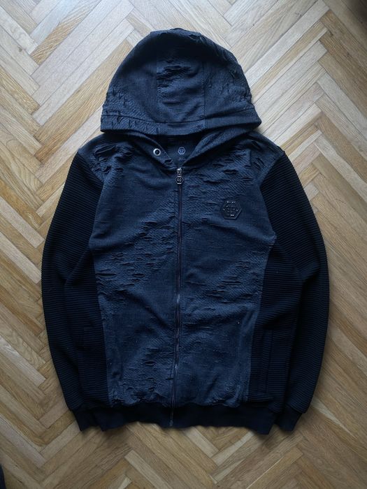 Philipp Plein distressed zip hoodie