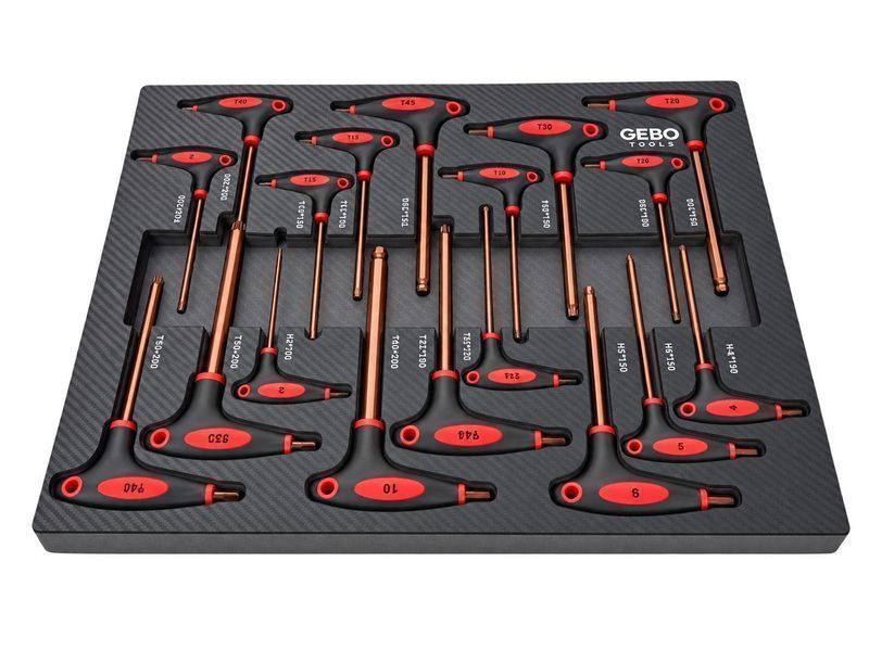 Модул за шкаф с торкс имбус в инч с дръжка т, 18 части gebo tools