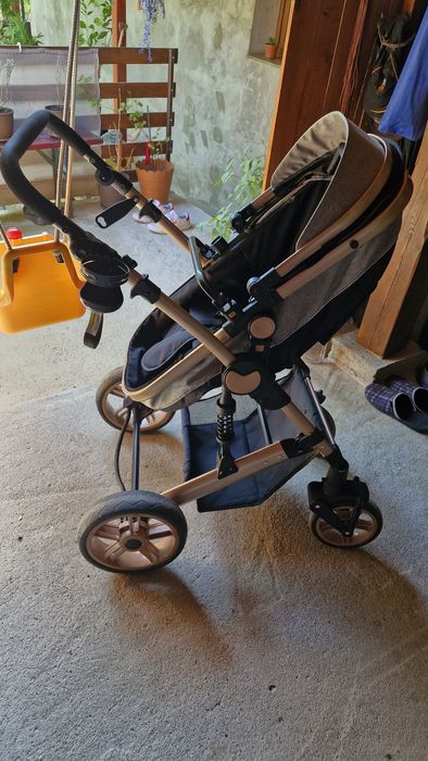 Carucior copii 3 in 1 Wonderbb, reversibil, scoica, suspensii, negru-g