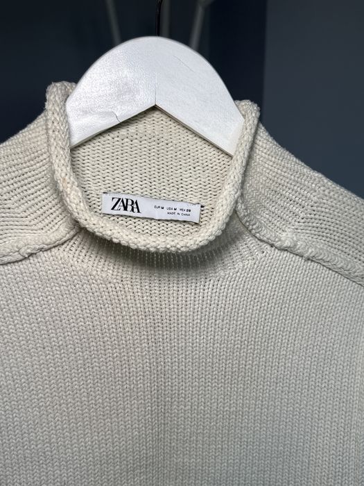 Бял плетен пуловер Zara