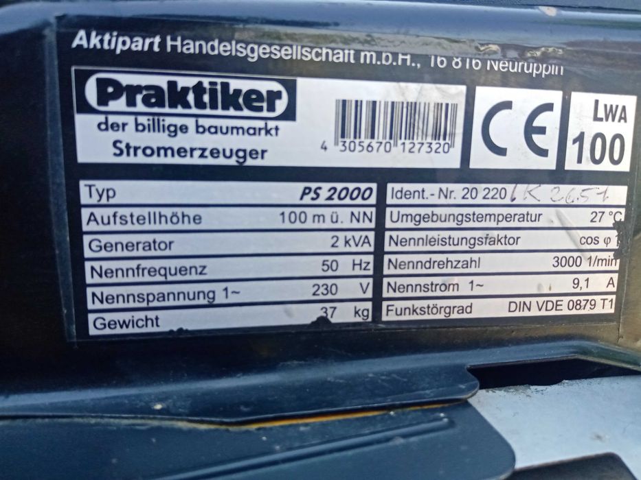 Vand generator de curent 2kva