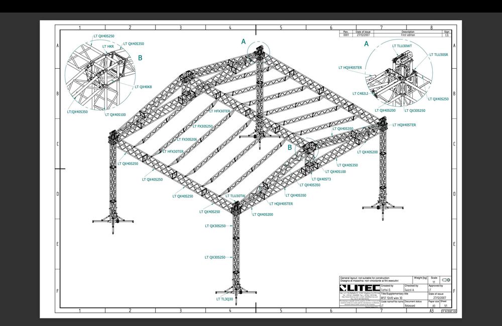 Vand scena Litec acoperis PVC albastru 10.8m x 8.8m ,stalpi QD 750cm ,
