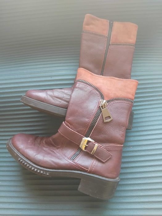 Дамски ботуши естествена кожа - цвят бордо, 37 номер