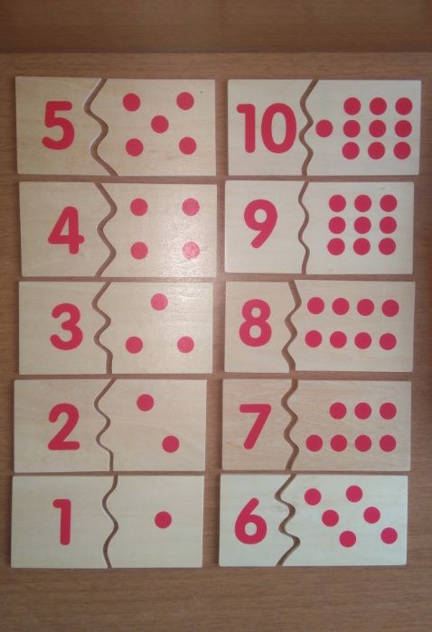 Математика пъзел Монтесори в кутия с плочки и карти за ранна възраст