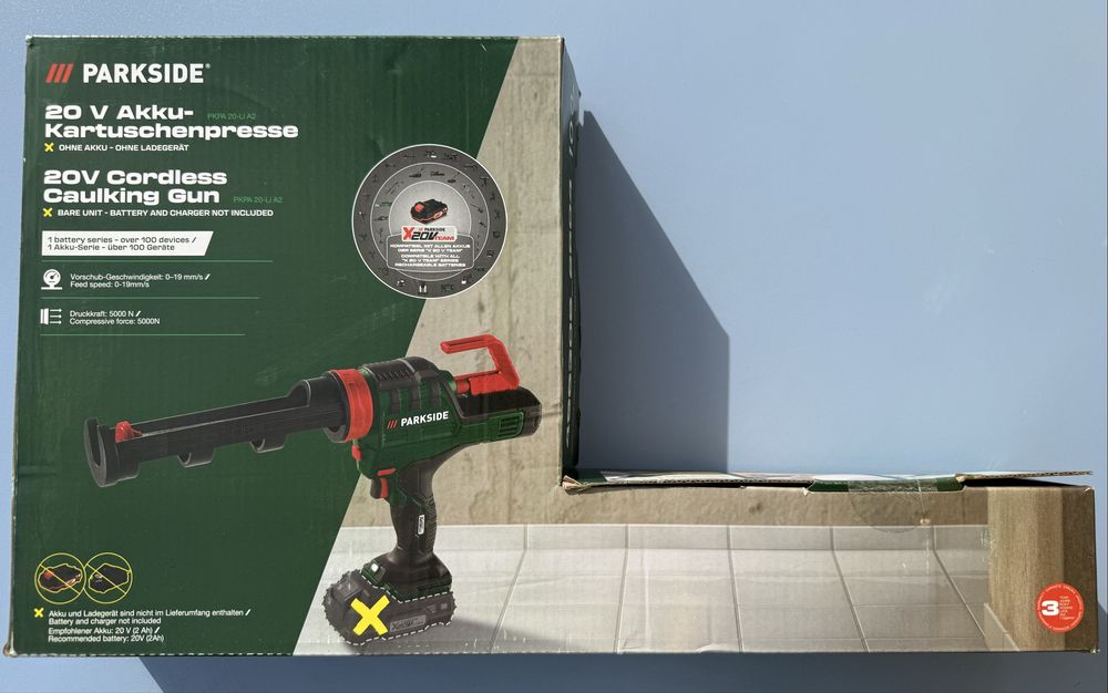 Pistol pentru silicon pe acumulator 20v Parkside