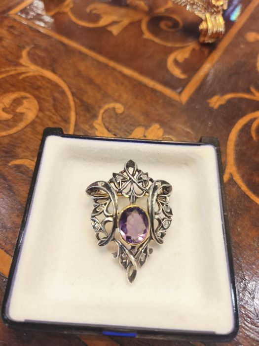 Broșă Aur cu argint