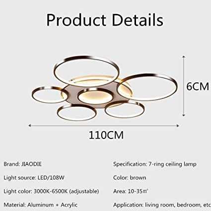 Намален! LED лед полилей модерна лампа 7-пръстена с дистанционнонци