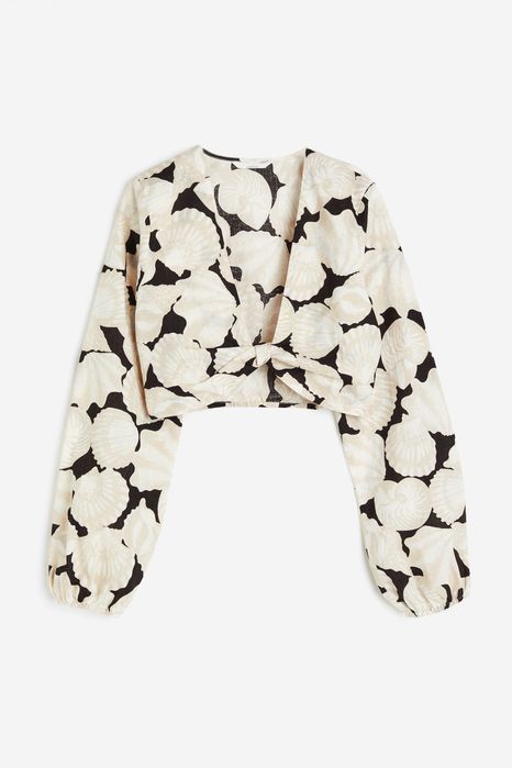 H&M ленен кроп топ