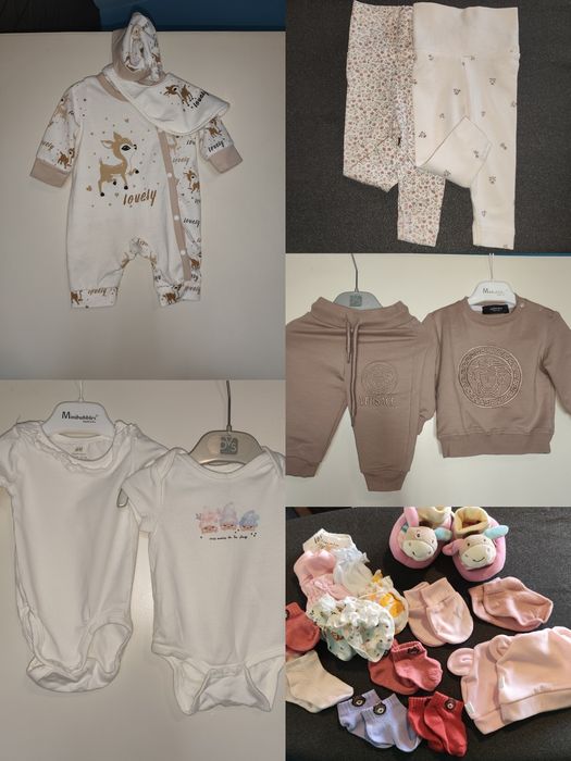 Комплект бебешки дрешки за момиче (0–6 месеца) като нови