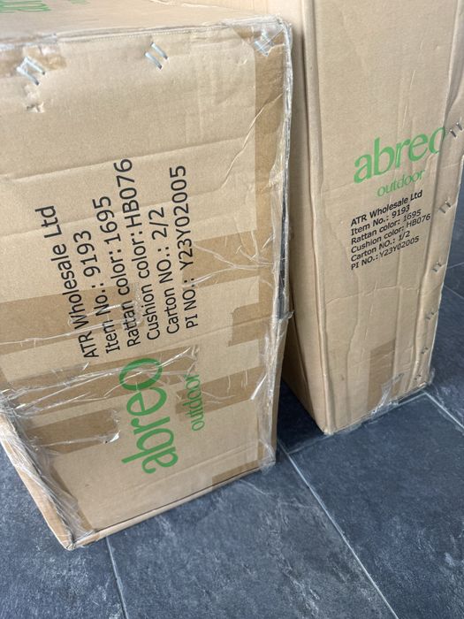 Set mobilier de grădină Abreo (gri) din ratan, Nou