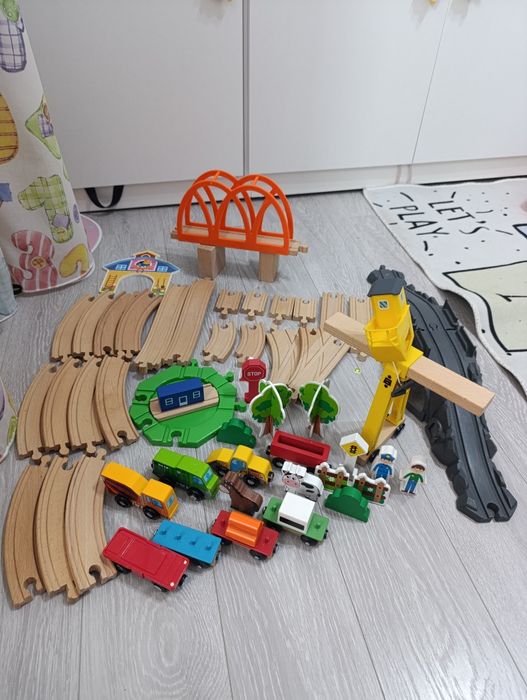 Set lemn șine tren, accesorii, Ikea