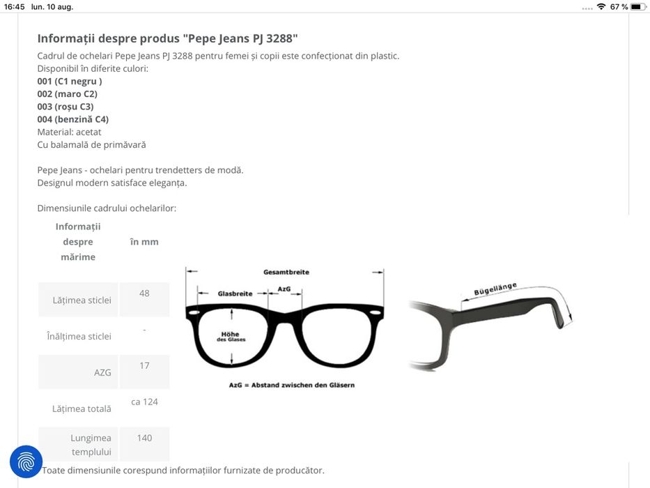 Ochelari Rame Pepe Jeans Agnes PJ3288 C2 noi