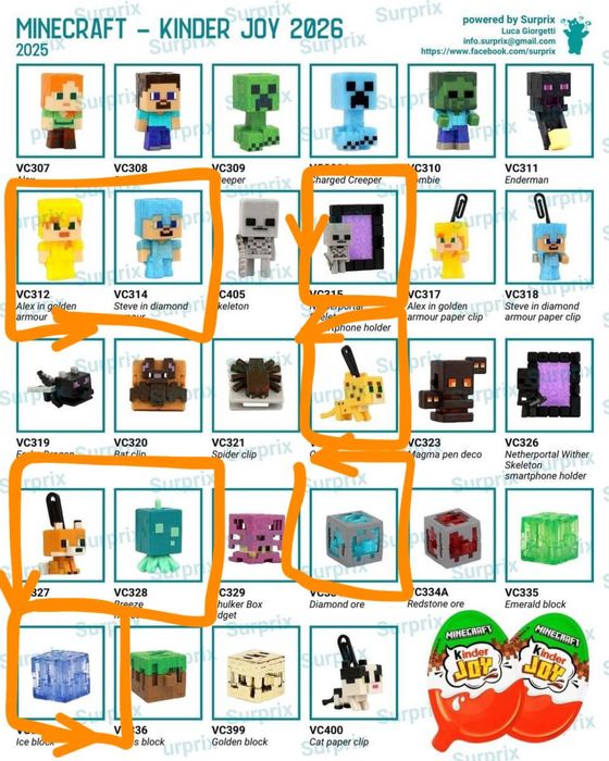 Фигурки Kinder Joy Minecraft