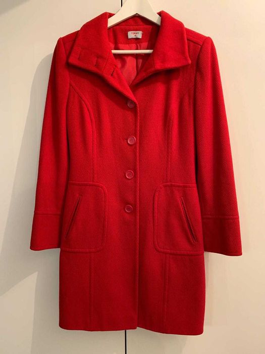 Pardesiu dama TinaR, lana, marime 36, rosu