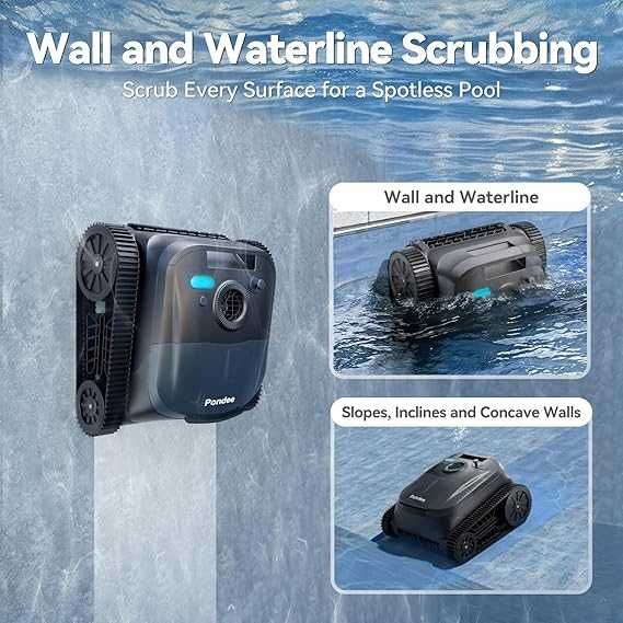 Robot aspirator Pondee X5 pentru fundul și pereții piscinei,Garantie