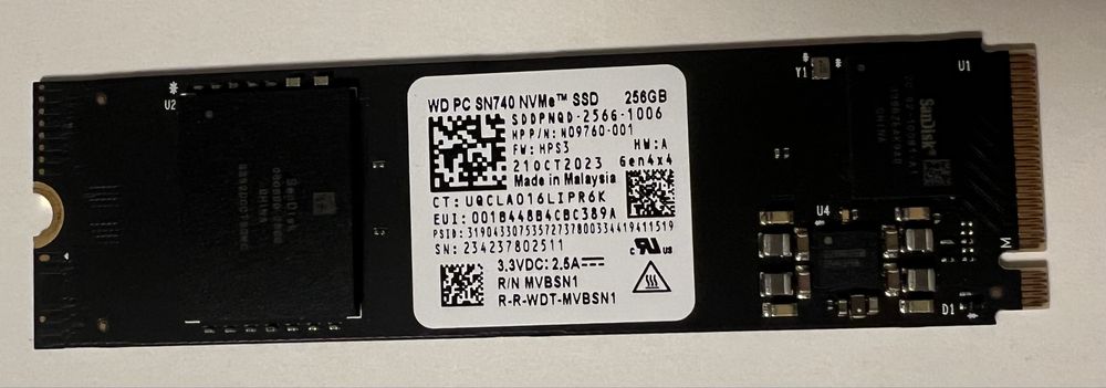 Памет М.2 Western Digital SN740 NVMe SSD 256GB