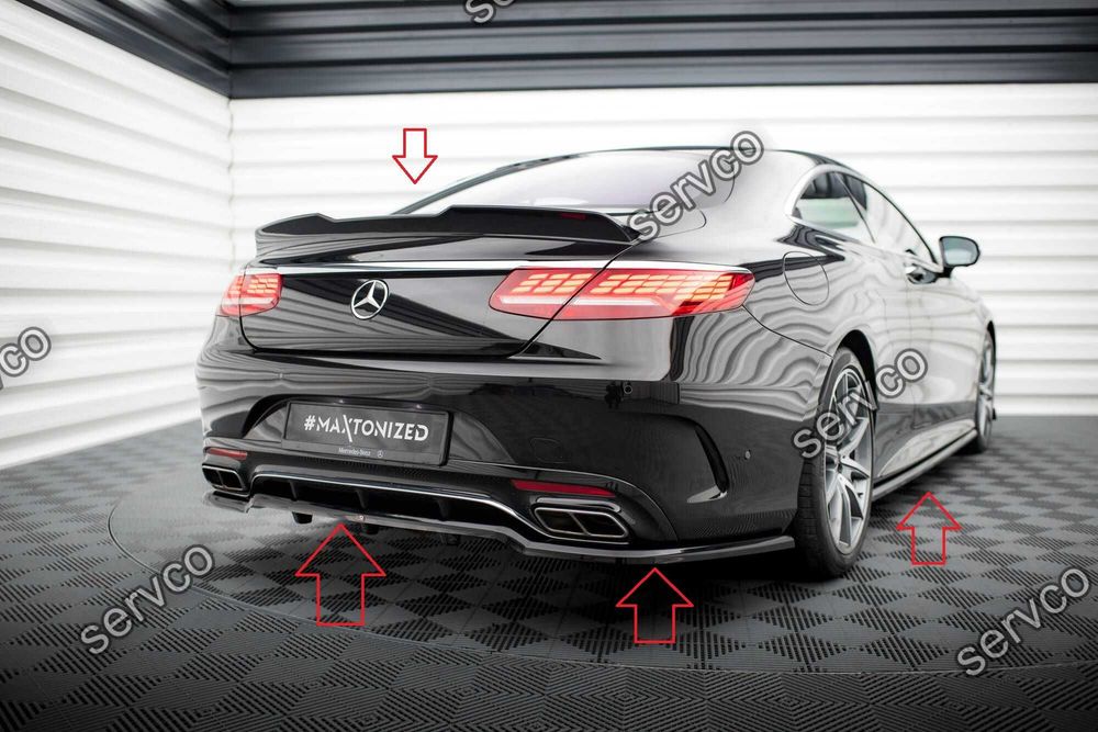 Pachet Set Splitter Exterior Lip Prelungiri Body kit tuning Mercedes S Class Coupe AMG-Line C217 Facelift 2017-2020 v7 - Maxton Design